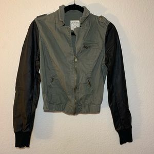 PacSun Military Jacket with Leather Sleeves